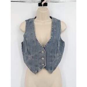NWT Princess Polly Burrows Denim Vest Size 8 Festival Boho Country Western Rodeo